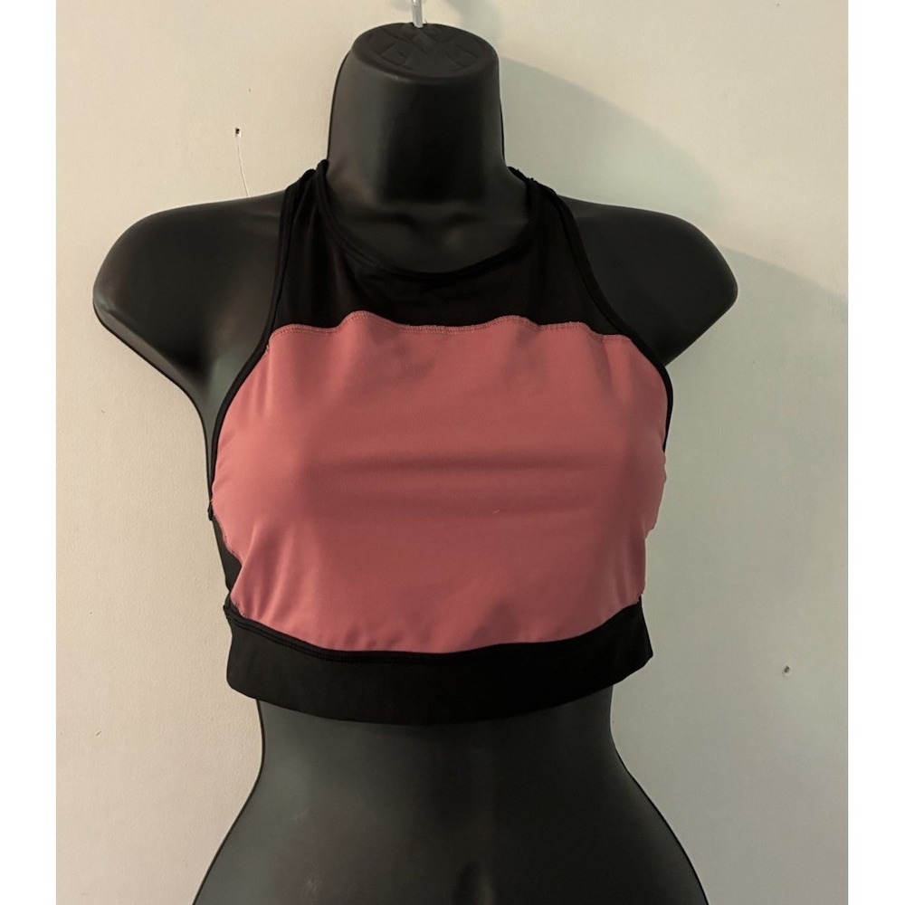 Victoria Secret Pink Crop Top Bra Workout Medium 2016 Haut Court Pink Black Logo